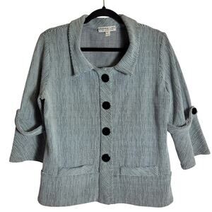 Andria Lieu Collection Blazer Jacket Womens L Stretchy Short 3/4 Sleeve Buttons
